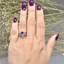 Vintage Reversible Ring - 14ct Yellow Gold Tanzanite & Diamond Double Sided Flip Ring (1.50cts)