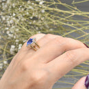 Vintage Reversible Ring - 14ct Yellow Gold Tanzanite & Diamond Double Sided Flip Ring (1.50cts)