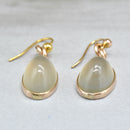 Edwardian 9ct Rose Gold Grey Moonstone Drop Earrings (11.55cts)