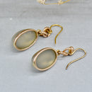 Edwardian 9ct Rose Gold Grey Moonstone Drop Earrings (11.55cts)