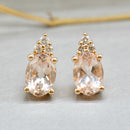 Morganite & Diamond 18ct Rose Gold Stud Earrings