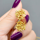 1970s Deakin & Francis Abstract/Brutalist Textured 9ct Yellow Gold Earrings