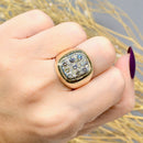 Vintage 1970s Diamond Signet Ring Men’s 9ct Yellow Gold (1 ct Diamond)
