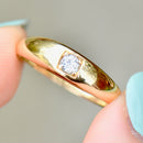 Antique 1901 Edwardian Old Mine Cut Diamond 18ct Yellow Gold Band (0.14ct)