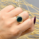 Vintage 1980s Bloodstone 9ct Yellow Gold Signet Ring