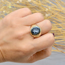 Vintage Hematite Intaglio 9ct Yellow Gold Signet Ring