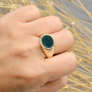 Vintage 1960s East-West Set Bloodstone 9ct Yellow Gold Signet Ring
