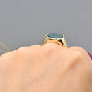 Vintage 1960s East-West Set Bloodstone 9ct Yellow Gold Signet Ring