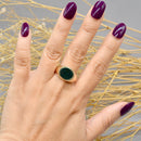 Vintage 1960s East-West Set Bloodstone 9ct Yellow Gold Signet Ring