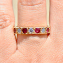 Ruby and Diamond Seven-Stone 18ct Yellow Gold Band  (0.81ct)