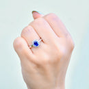 皇家蓝宝石和钻石 18ct 白金光环戒指(1.51cts)