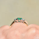 Emerald and Diamond 18ct Yellow Gold Trilogy Engagement Ring (0.56ct)