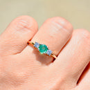 Emerald and Diamond 18ct Yellow Gold Trilogy Engagement Ring (0.56ct)