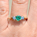 Emerald and Diamond 18ct Yellow Gold Trilogy Engagement Ring (0.56ct)