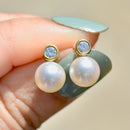 18ct Yellow Gold Pearl & Diamond Earrings