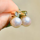 18ct Yellow Gold Pearl & Diamond Earrings