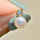 18ct Yellow Gold Pearl & Diamond Earrings