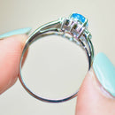 Swiss Blue Topaz & Diamond 9ct White Gold Halo Ring