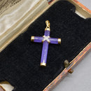 Vintage Lavender Jade and Diamond Set Cross Pendant