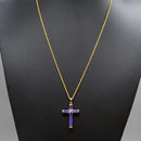 Vintage Lavender Jade and Diamond Set Cross Pendant