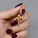 Vintage Citrine and Diamond Set Cross Pendant in 9ct Yellow Gold