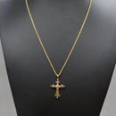 Vintage 9ct Yellow Gold Diamond Set Gothic Style Cross Pendant