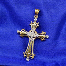 Vintage 9ct Yellow Gold Diamond Set Gothic Style Cross Pendant
