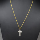 Vintage 1990s Diamond Set Cross Pendant in 9ct Yellow Gold