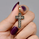 Vintage Black and White Diamond Set Cross Pendant