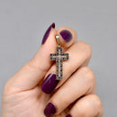 Vintage Black and White Diamond Set Cross Pendant