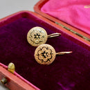 Antique Black Enamel 9ct Rose Gold Drop Earrings