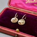 Antique Black Enamel 9ct Rose Gold Drop Earrings