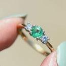 Emerald and Diamond 18ct Yellow Gold Trilogy Engagement Ring (0.56ct)