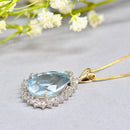 Aquamarine & Diamond 9ct Yellow Gold Pendant & Necklace Set (5.16cts)