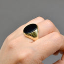 Vintage 1970s Black Onyx 9ct Yellow Gold Signet Ring