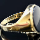 Vintage 1970s Black Onyx 9ct Yellow Gold Signet Ring
