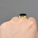 Vintage 1970s Black Onyx 9ct Yellow Gold Signet Ring