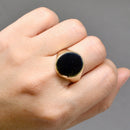 Vintage 1970s Black Onyx 9ct Yellow Gold Signet Ring
