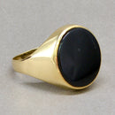 Vintage 1970s Black Onyx 9ct Yellow Gold Signet Ring