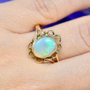 ヴィンテージ 1970年代 オーストラリア産 オパール 9カラット イエローゴールド フローラル ドレスリング