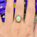 ヴィンテージ 1970年代 オーストラリア産 オパール 9カラット イエローゴールド フローラル ドレスリング