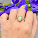 ヴィンテージ 1970年代 オーストラリア産 オパール 9カラット イエローゴールド フローラル ドレスリング