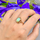 ヴィンテージ 1970年代 オーストラリア産 オパール 9カラット イエローゴールド フローラル ドレスリング