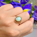 ヴィンテージ 1970年代 オーストラリア産 オパール 9カラット イエローゴールド フローラル ドレスリング