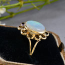 ヴィンテージ 1970年代 オーストラリア産 オパール 9カラット イエローゴールド フローラル ドレスリング