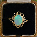 ヴィンテージ 1970年代 オーストラリア産 オパール 9カラット イエローゴールド フローラル ドレスリング