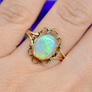 ヴィンテージ 1970年代 オーストラリア産 オパール 9カラット イエローゴールド フローラル ドレスリング