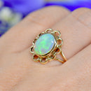 ヴィンテージ 1970年代 オーストラリア産 オパール 9カラット イエローゴールド フローラル ドレスリング