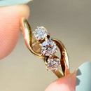 爱德华时代 1916 年 18 克拉黄金三部曲钻石订婚戒指（0.40 克拉）