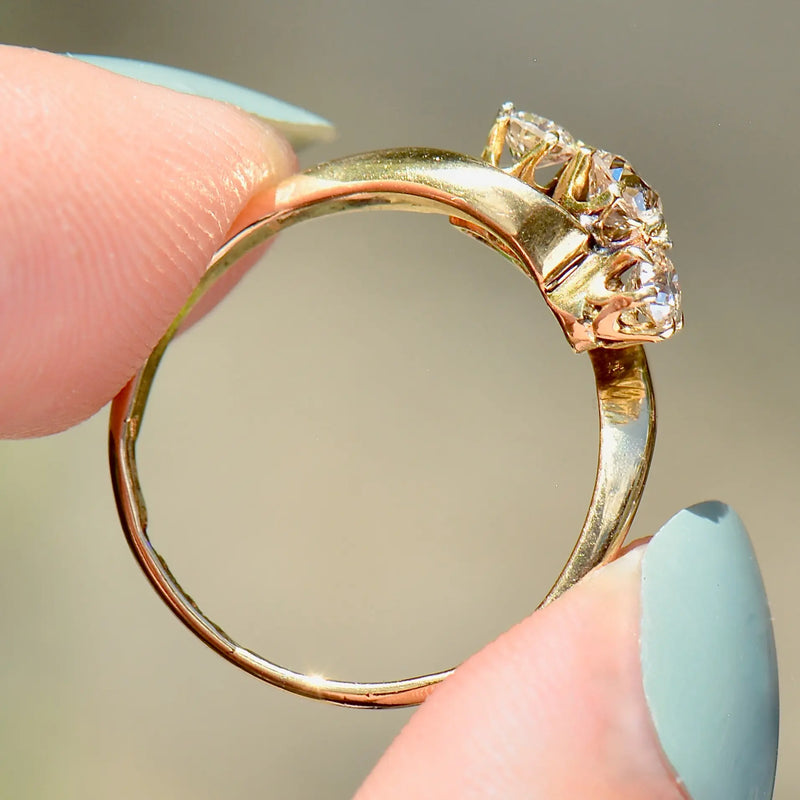 爱德华时代 1916 年 18 克拉黄金三部曲钻石订婚戒指（0.40 克拉）